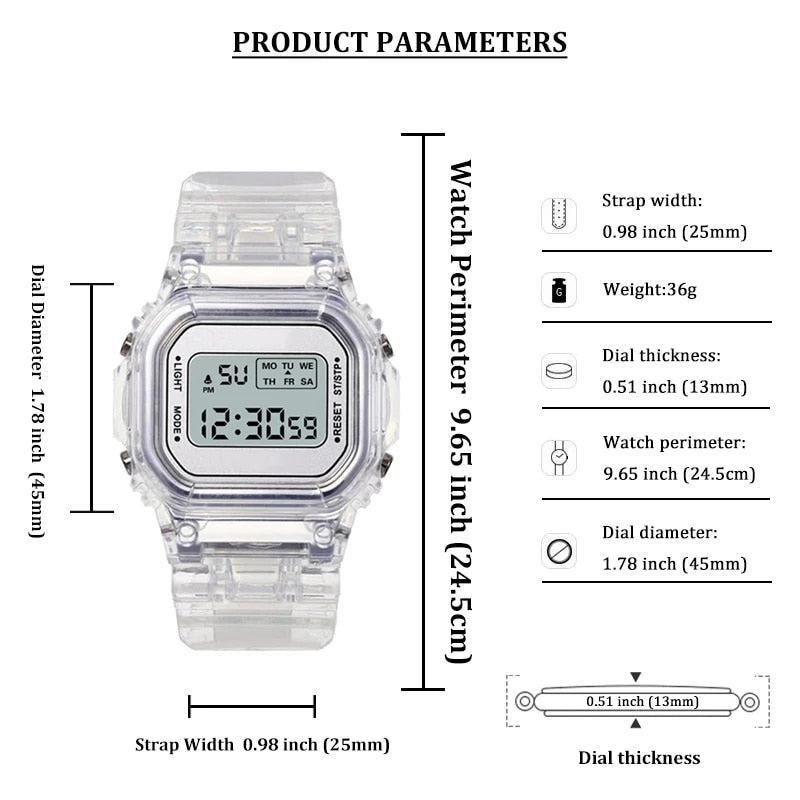 New Fashion Transparent Digital Watch Square