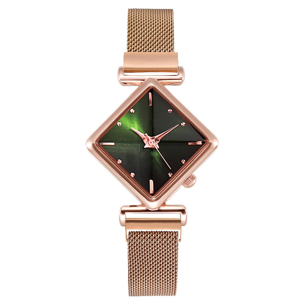 Rhombus Square Dial Watches Bracelet Set Quartz