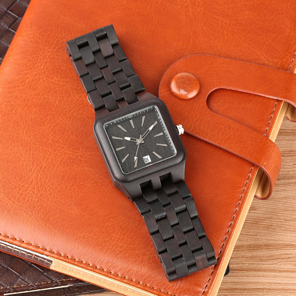 Retro Wood Watches for Men Unique Rectangle