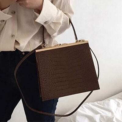 Crocodile Pattern Clip Women Shoulder Bag