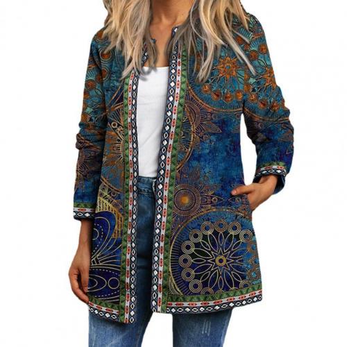 Loose Women Jacket Coat Ethnic Pocket Vintage