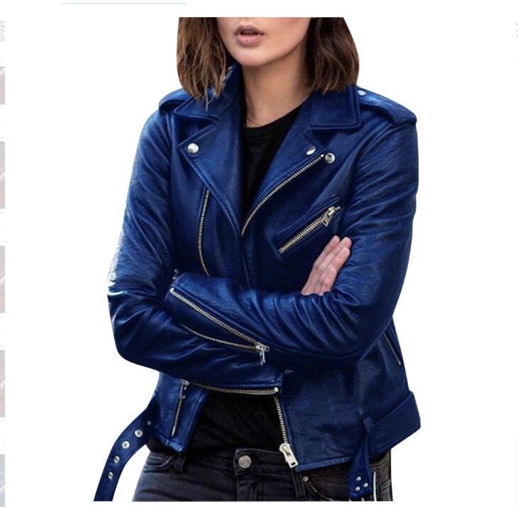 Autumn Short Jacket Solid Female Moto Biker Jackets