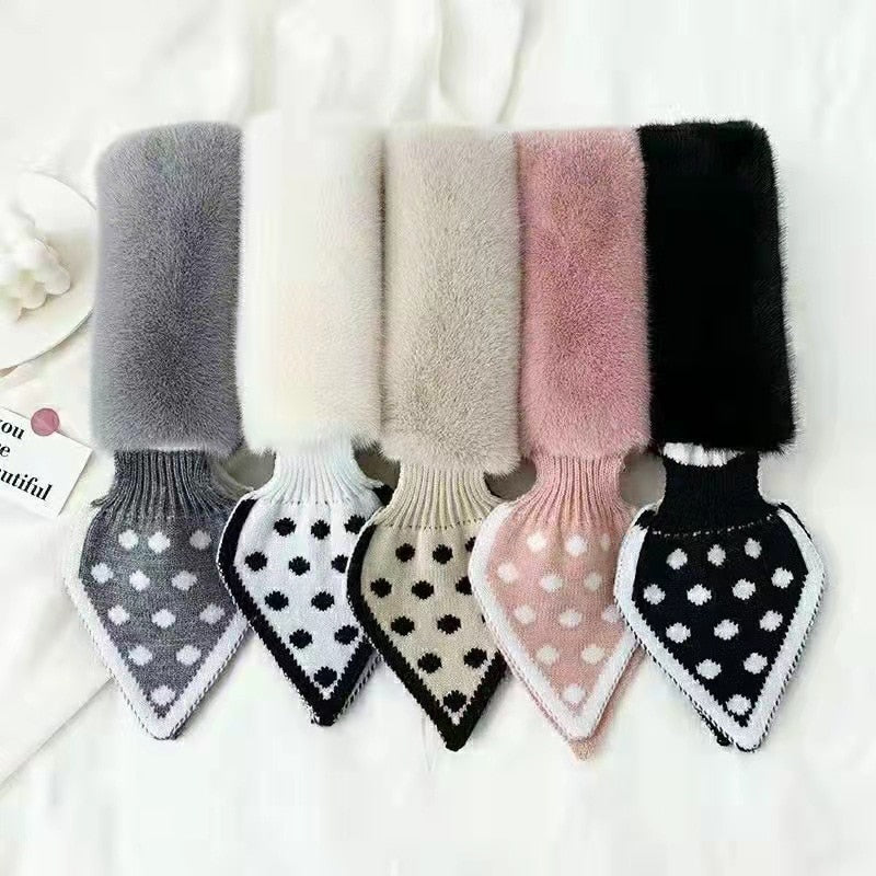 Faux Fur Scarf Women Scarves Wool Stitching Plush Collar