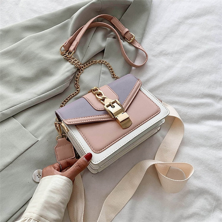 Fashion chain lady Sling bag Panelled color