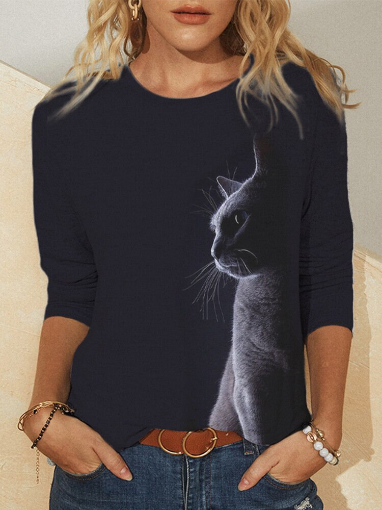 Explosive Cute Cat 3D Printing Casual Loose Women T Shirt