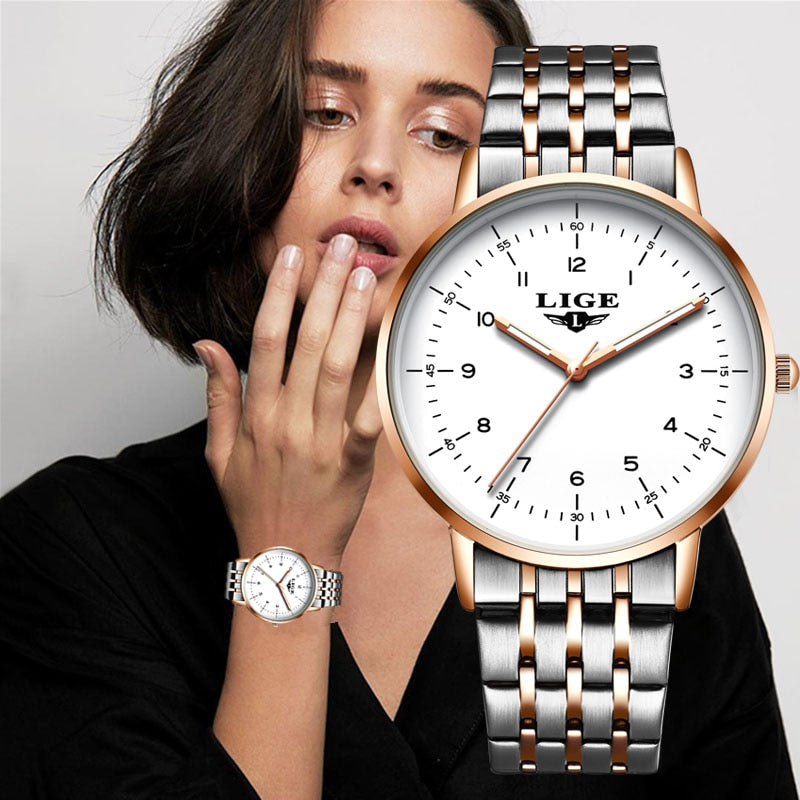 LIGE Luxury Fashion Women Watches Waterproof