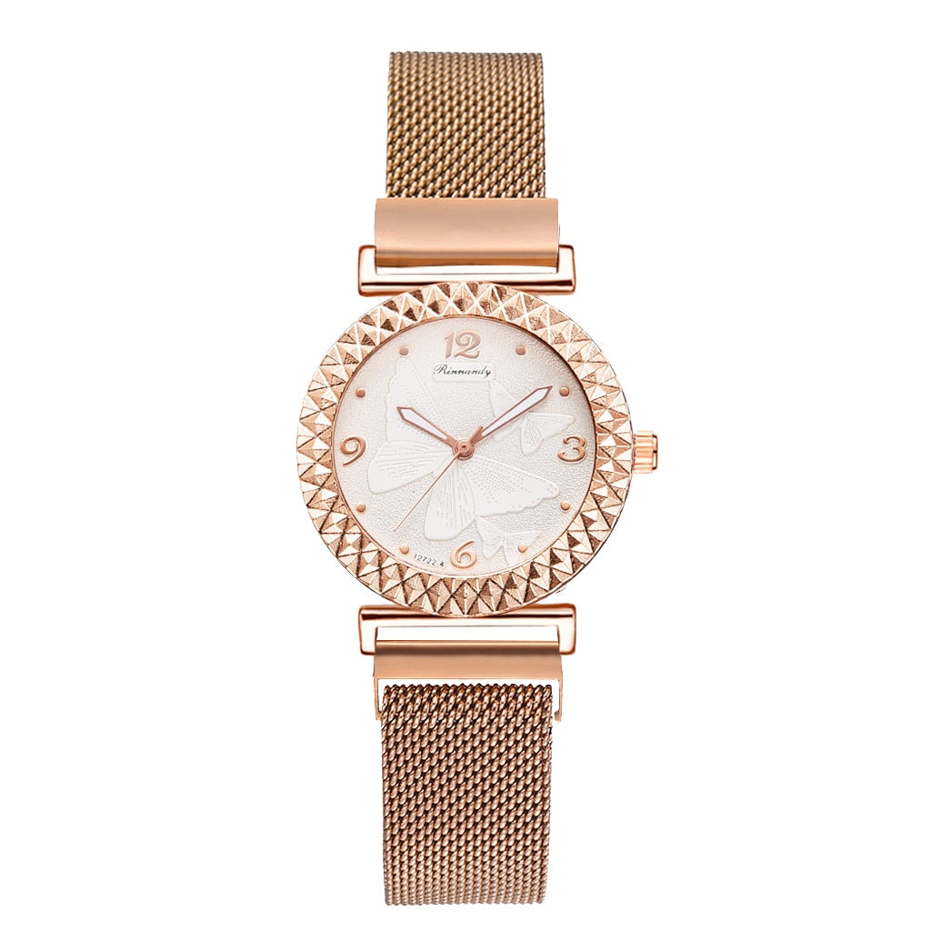 5PCS Women Watch Set Luxury Rose Gold