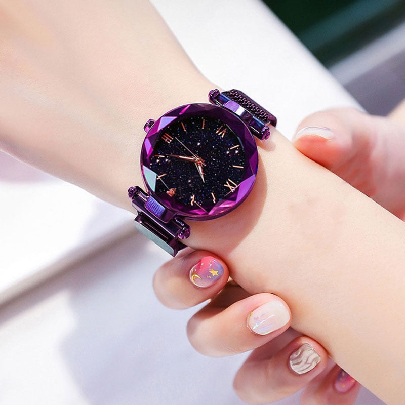 Starry Sky Women Watch Fashion Elegant Magnet