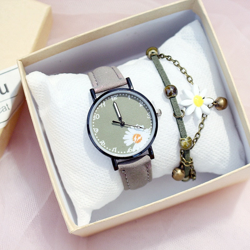 Hot Sales Dress Woman Watch Daisy Flowers