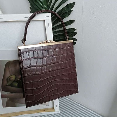 Crocodile Pattern Clip Women Shoulder Bag