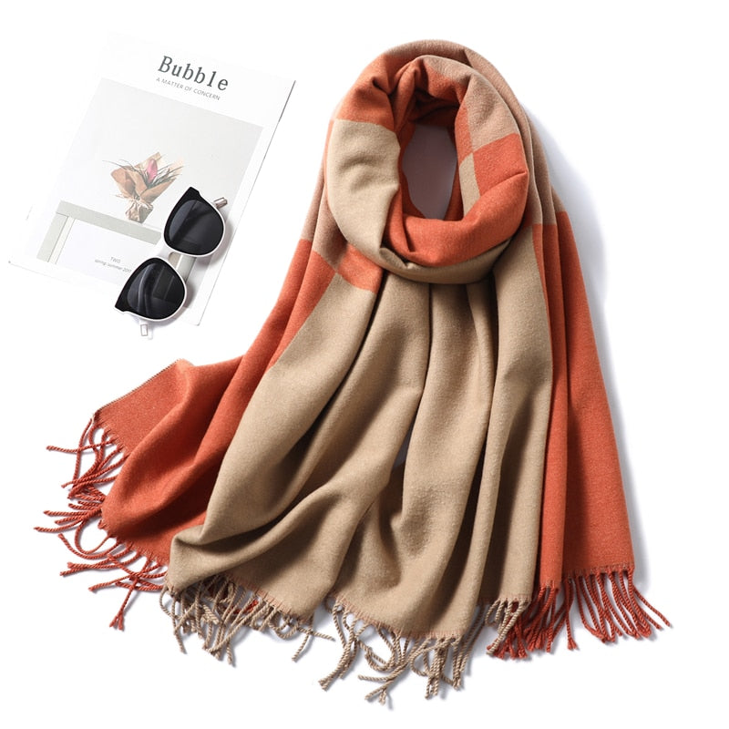 Winter Cashmere Scarf Women Thick Warm Shawls Wraps