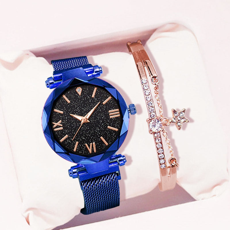 Starry Sky Women Watch Fashion Elegant Magnet