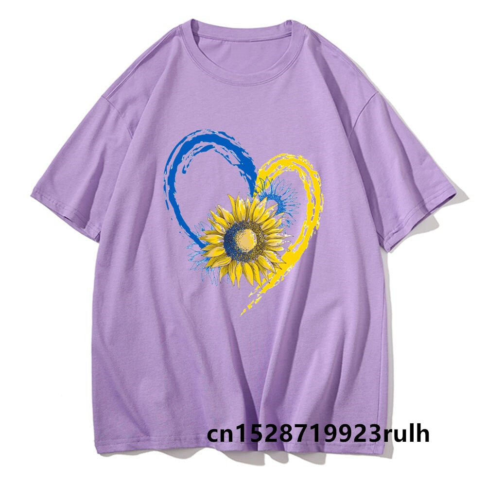 Cool Ukraine Flag Sunflower Ukrainian Print T Shirt