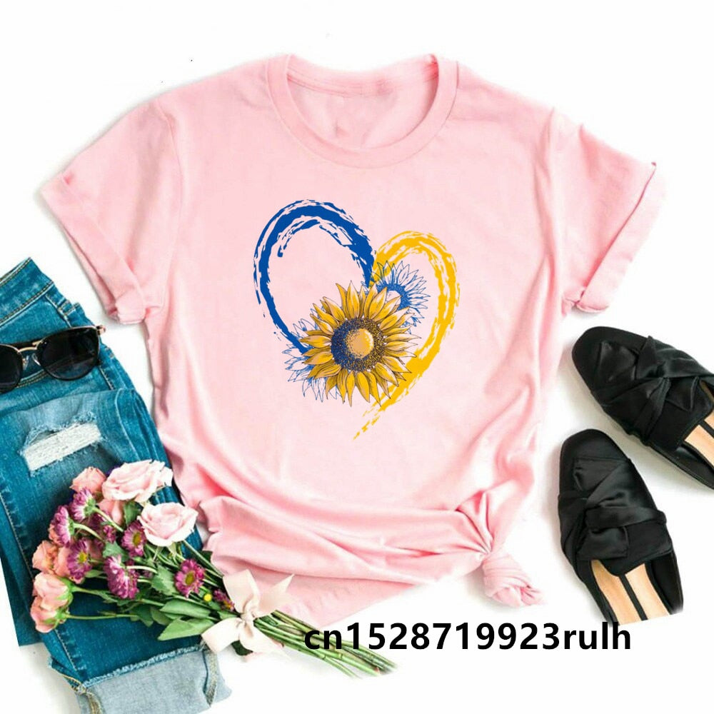 Cool Ukraine Flag Sunflower Ukrainian Print T Shirt