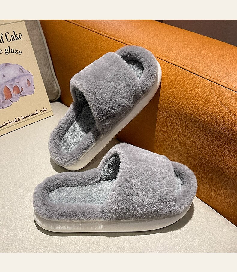 Women's Slippers Thick-bottomed Fur Furry