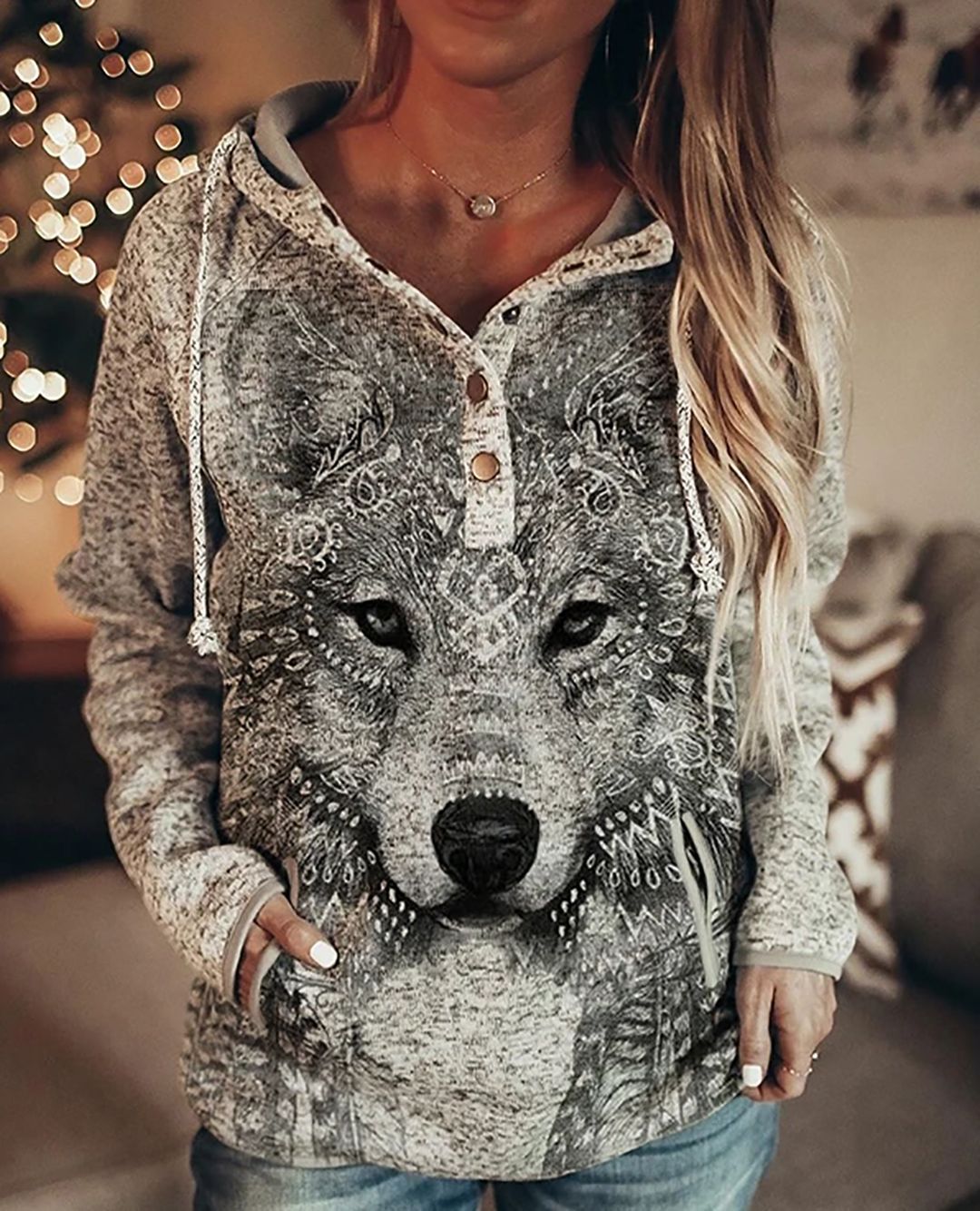 Wolf Hoodie Women Fashion Oversized Hoodies