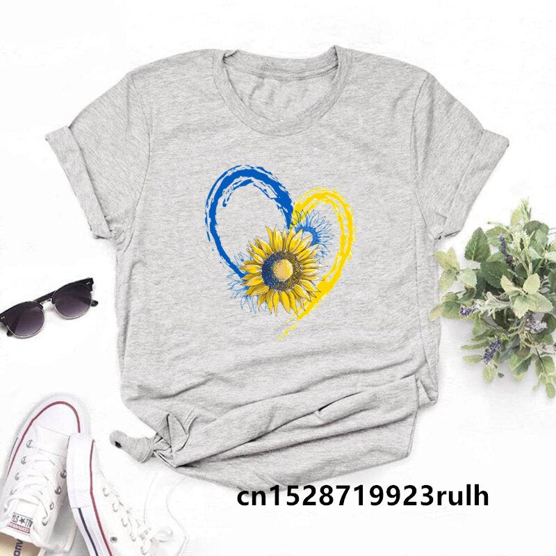 Cool Ukraine Flag Sunflower Ukrainian Print T Shirt