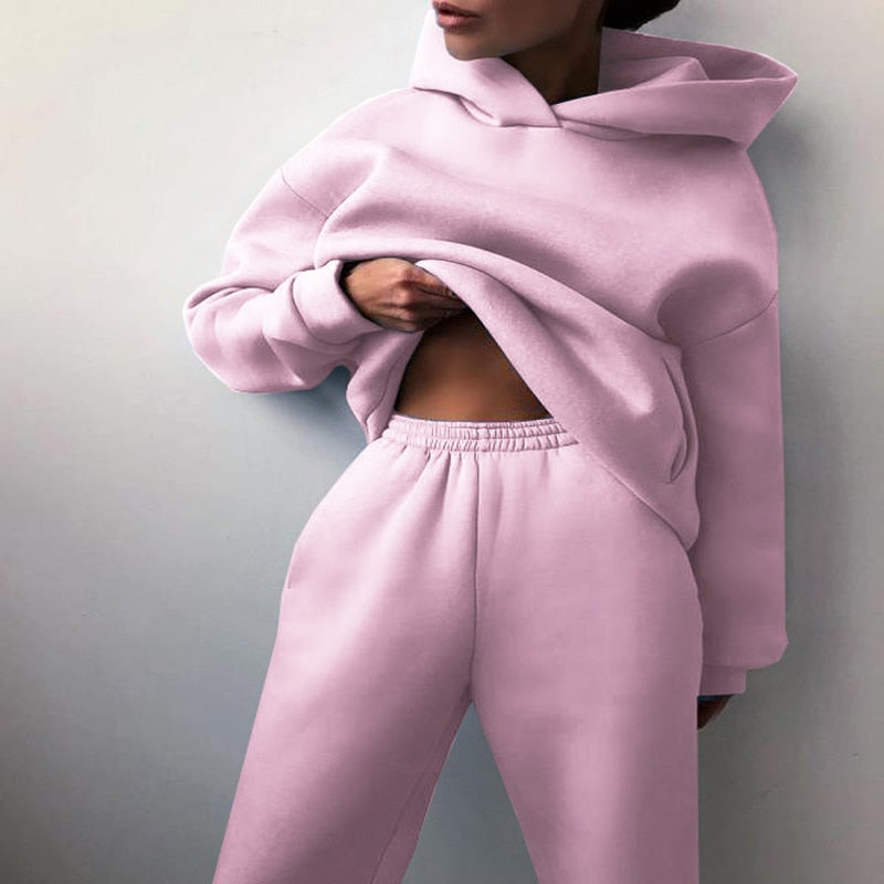 Women Tracksuit Hoodies Casual Solid Long Sleeve