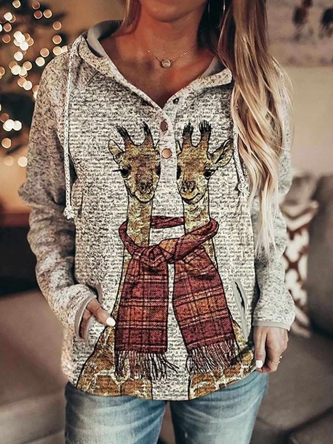 Wolf Hoodie Women Fashion Oversized Hoodies