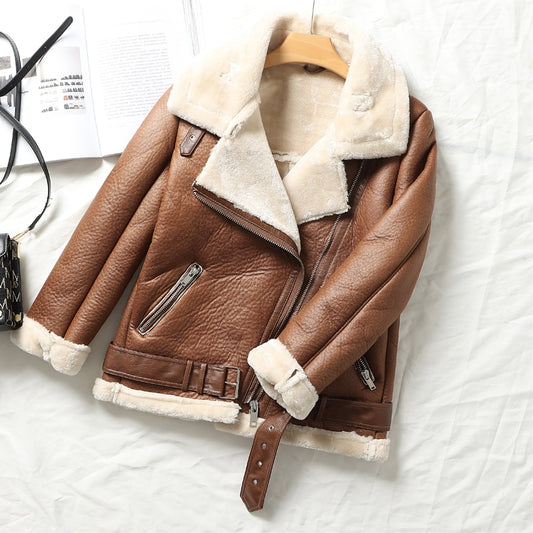 Winter Thick Warm Faux Leather Jackets for Women