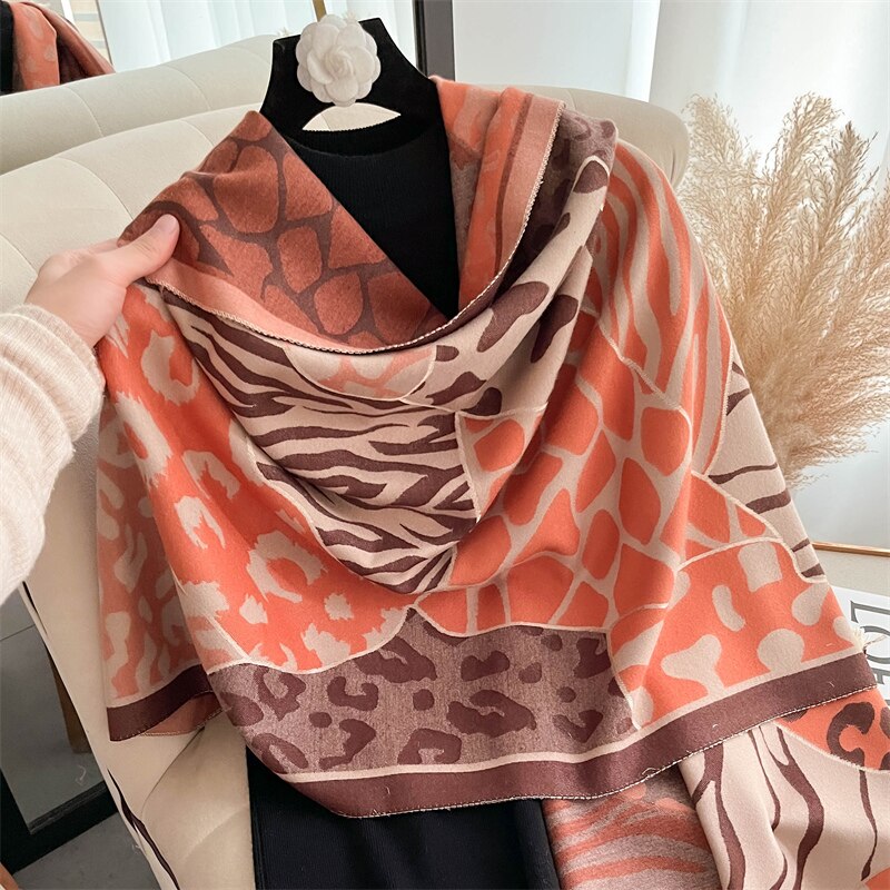 Thick Winter Poncho Women Scarf Luxury Floral Warm