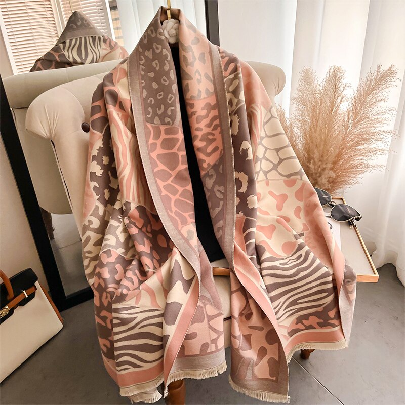 Thick Winter Poncho Women Scarf Luxury Floral Warm