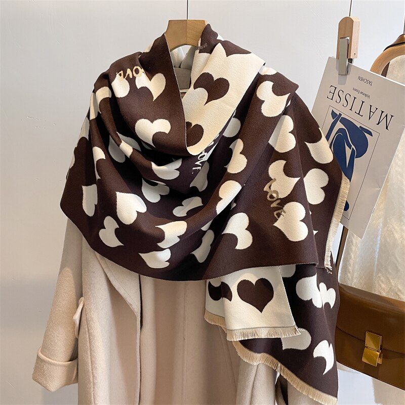 Thick Winter Poncho Women Scarf Luxury Floral Warm