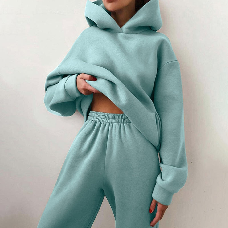 Women Tracksuit Hoodies Casual Solid Long Sleeve