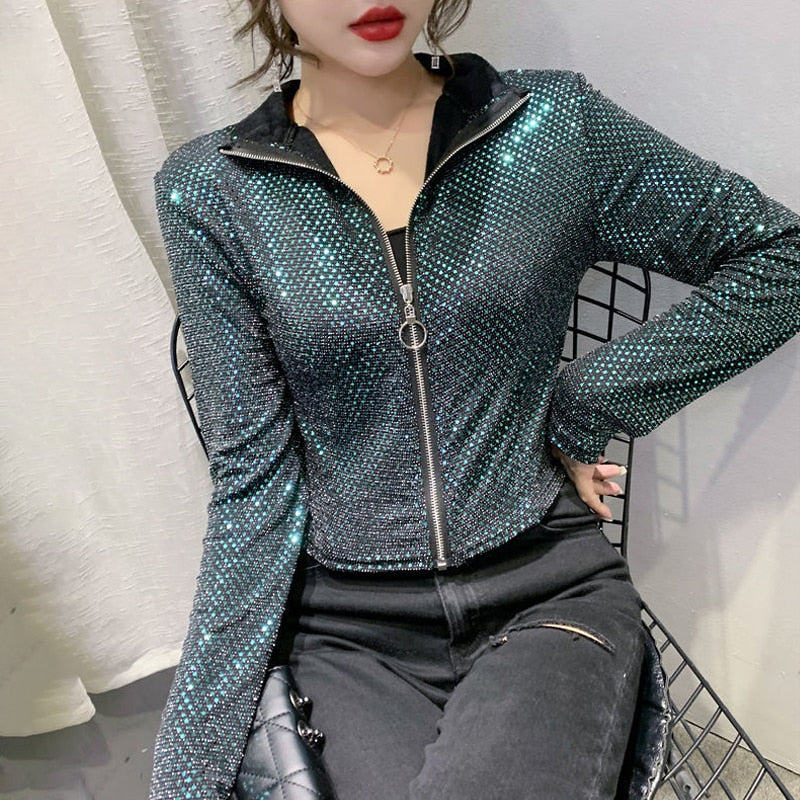 Autumn Jacket Women New Glitter Sequined Jacket