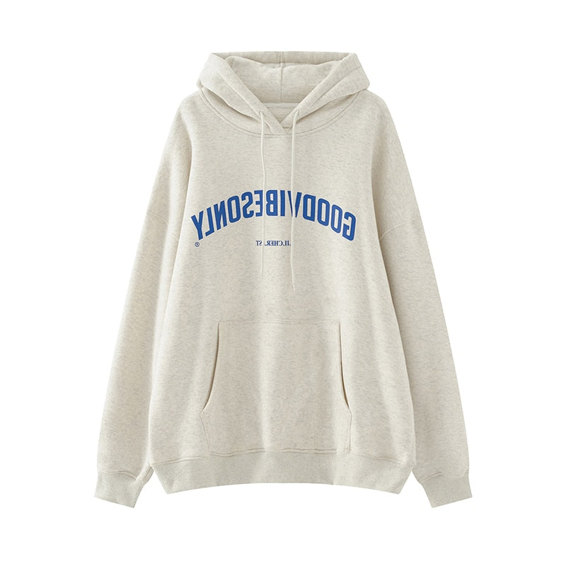 Women Clothing Grey Vintage Street Sweatshirt Hoodie