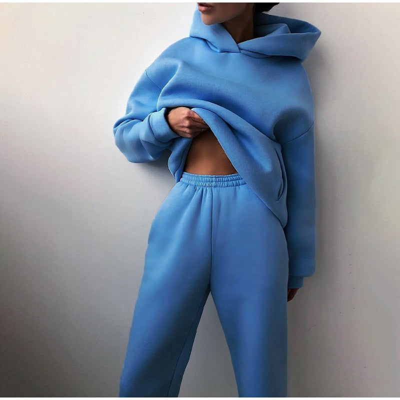 Women Tracksuit Hoodies Casual Solid Long Sleeve