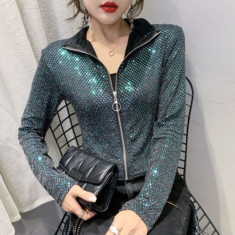 Autumn Jacket Women New Glitter Sequined Jacket