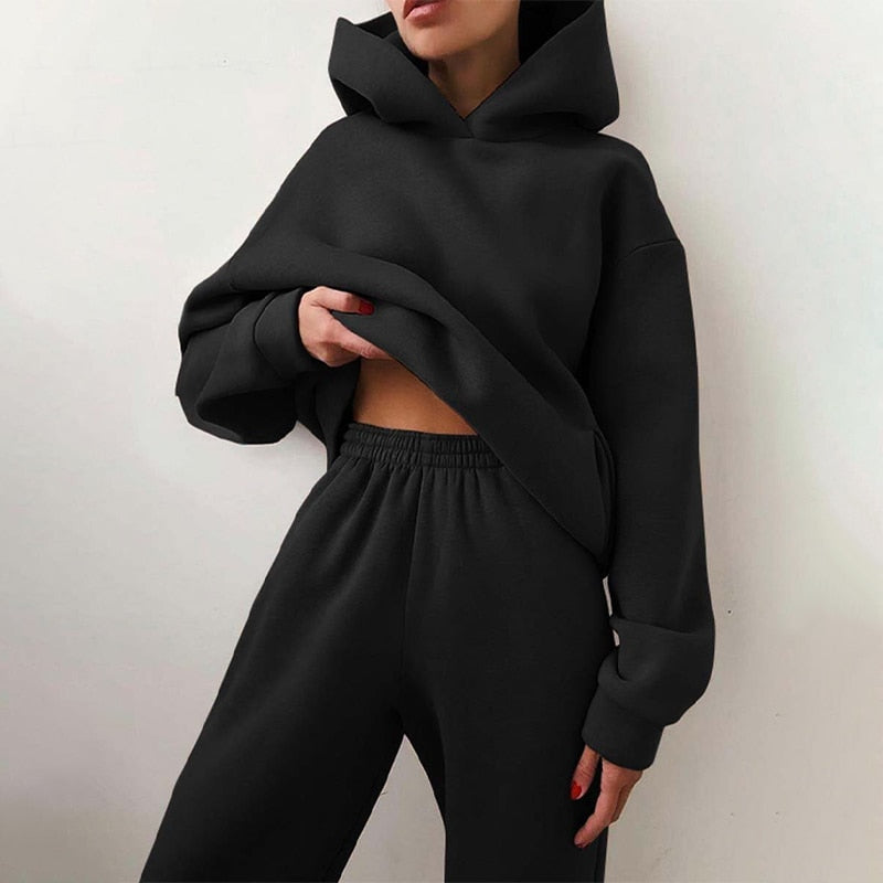 Women Tracksuit Hoodies Casual Solid Long Sleeve