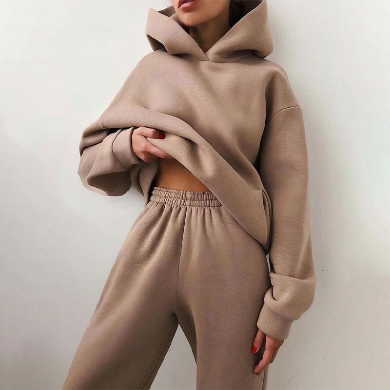 Women Tracksuit Hoodies Casual Solid Long Sleeve