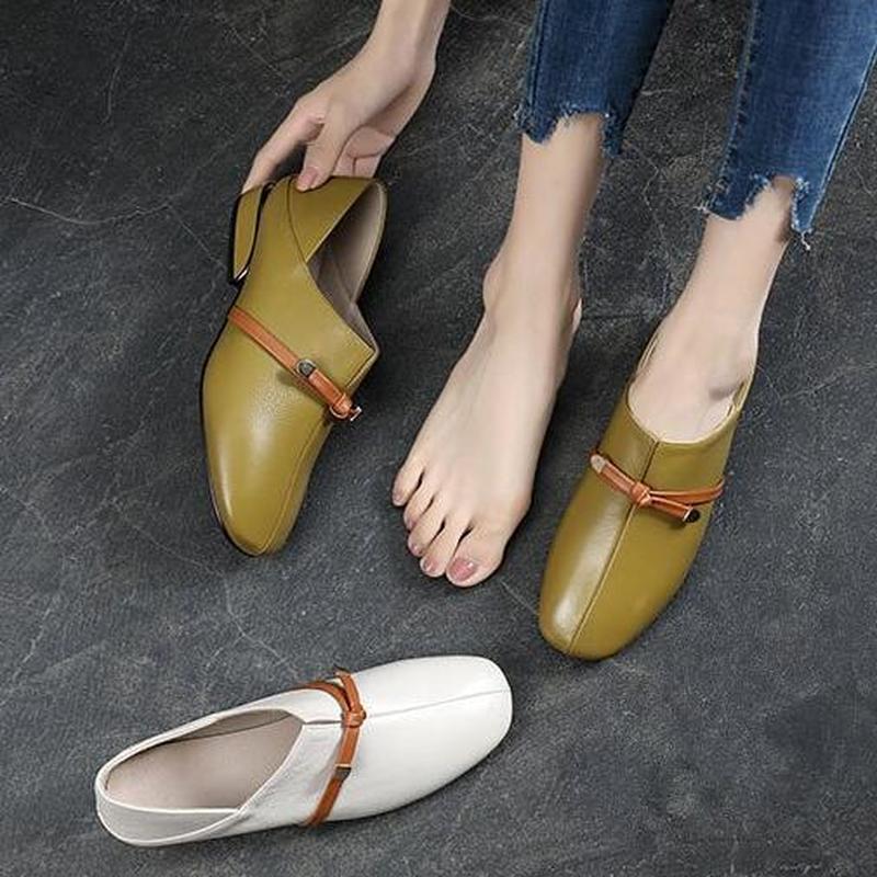 Leather Loafers Mixed Ladies Ballet Flats Shoes