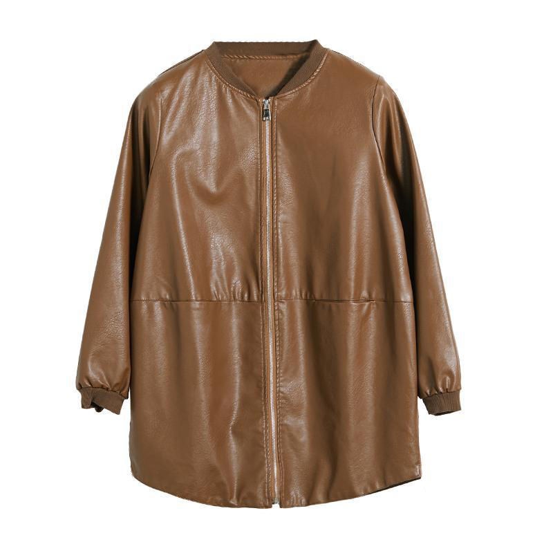 Women  Mid Length Leather Jacket PU Commute Style