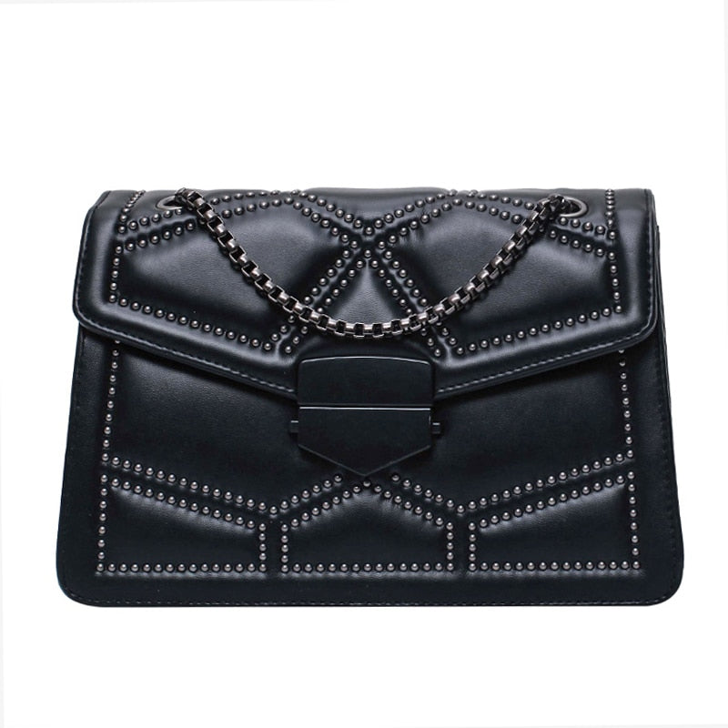 Studded Rivet Chain Brand PU Leather Crossbody